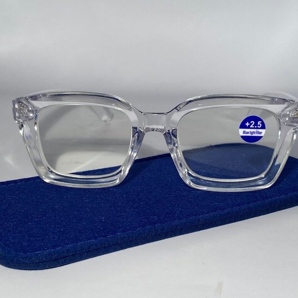 None Accessories Reading Glasses 25 Oversize Readers Clear Square
